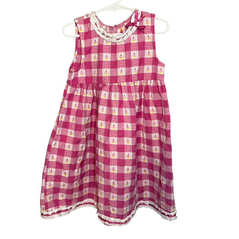 Girls Pink Gingham Cupcake Sleeveless Dress Cottagecore Samantha Says Size 5